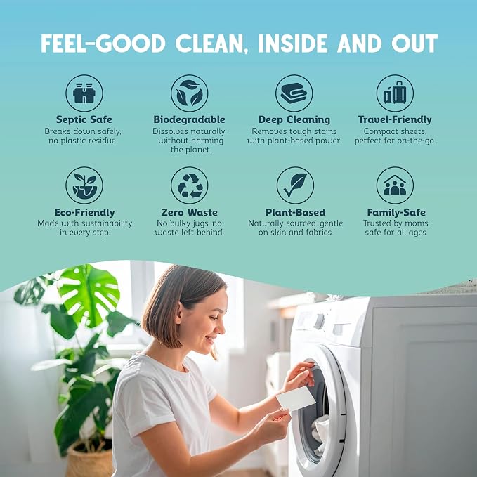 QLEAN Laundry Detergent Sheets – Travel Laundry Detergent Sheets, Eco-Friendly