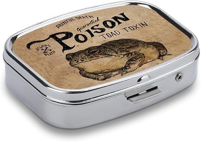 Metal 2 Compartment Pill Organizer Travel Friendly Portable Compact Pill Box