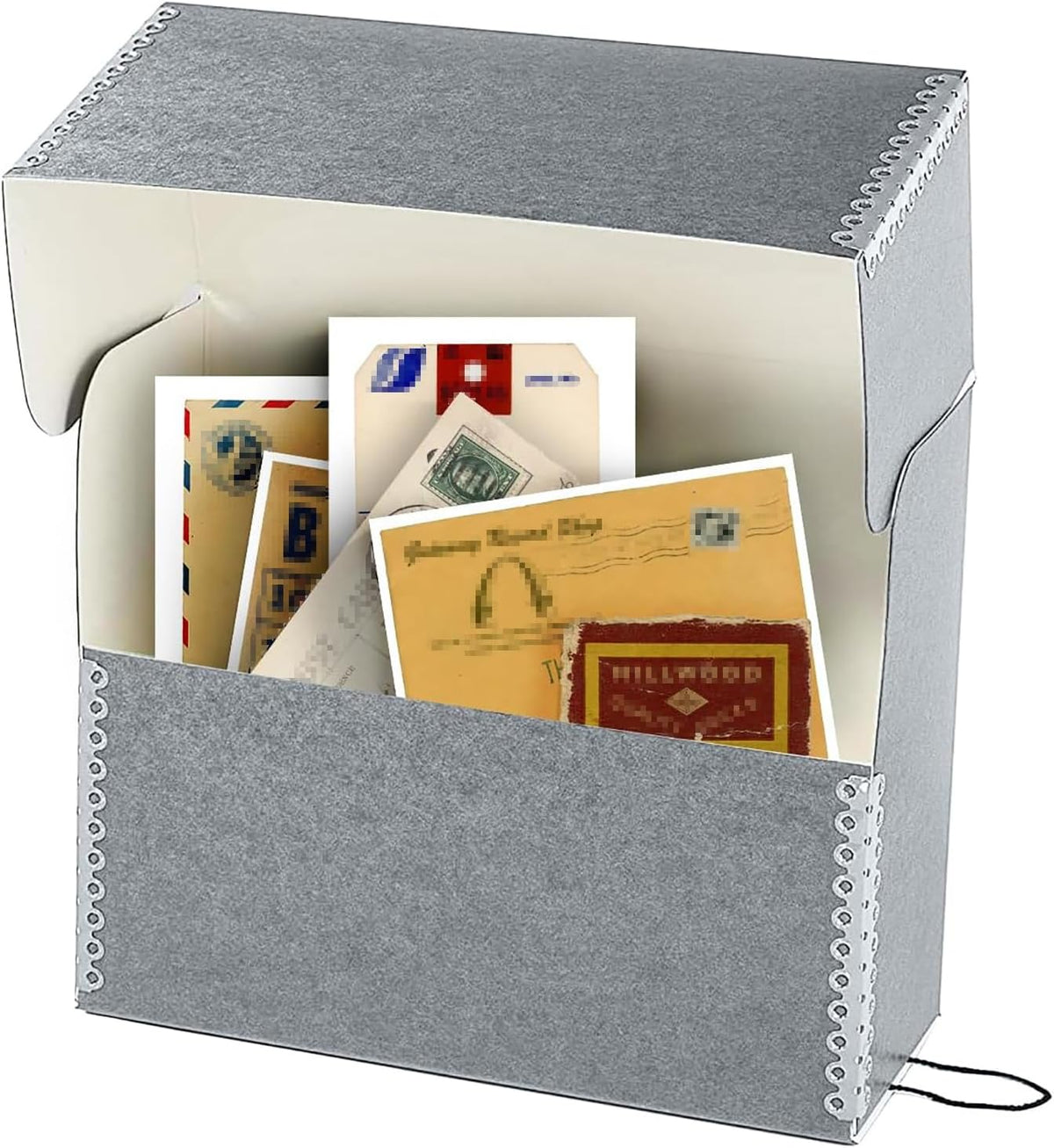 Lineco Archival Document Storage Box with Metal Edge, Acid-Free Gray Boxboard, Organize and Store Files, Prints, Photos, Letter-Sized Case 12.5" x 10.5" x 5" Wide