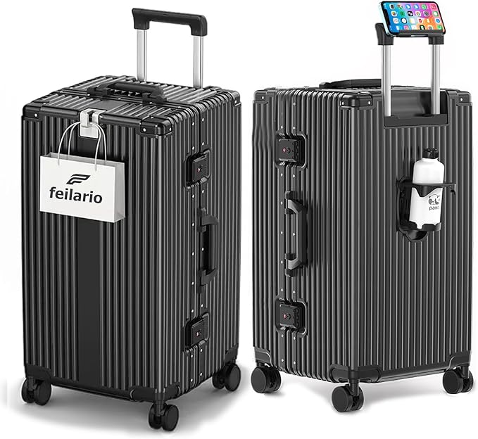 feilario 26in Super Large Captain Aluminum Frame Hardside Spinner Wheels Luggage