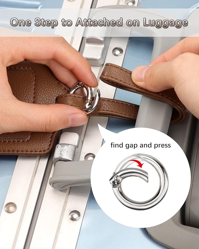 Teskyer Luggage Tags, 3 Pack Premium PU Leather Luggage Tags