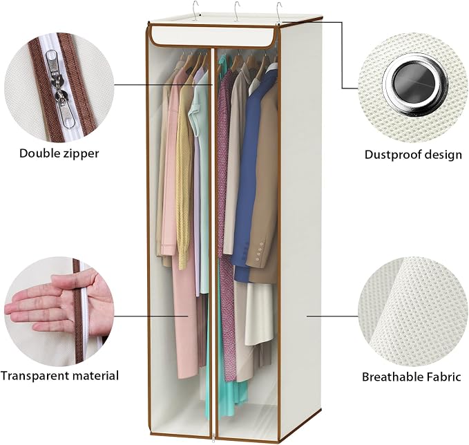 Univivi Garment Bags for Hanging Clothes, Large Clothes Storage Bags Closet