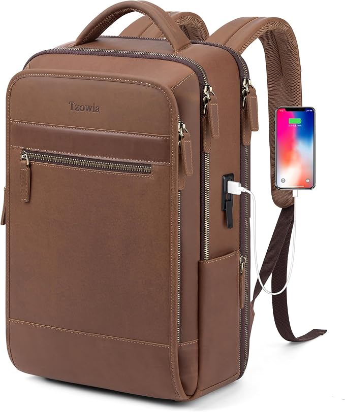 Tzowla Leather Laptop Backpack, Bag