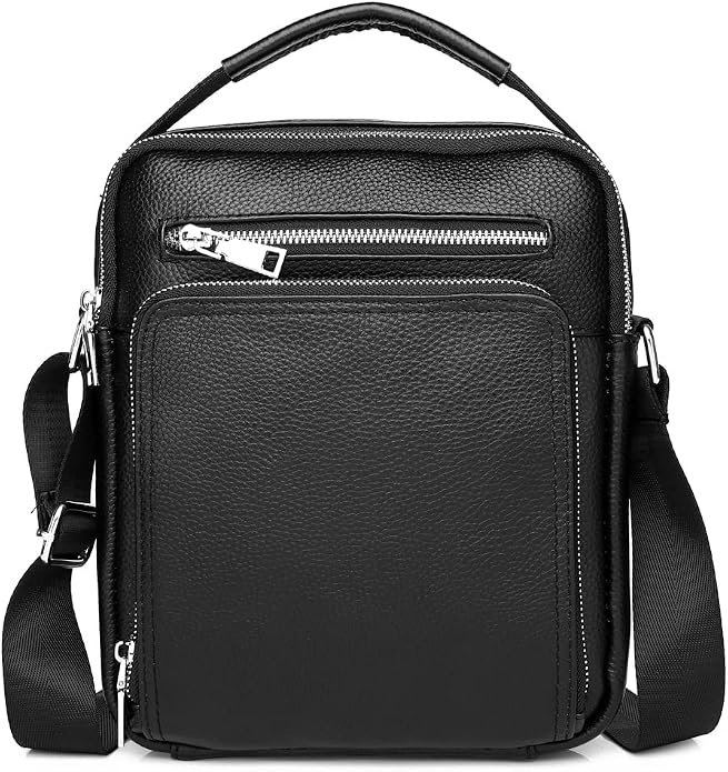KPYWZER Genuine Leather Shoulder Bag Small Men Messenger Pack Handbag Sling