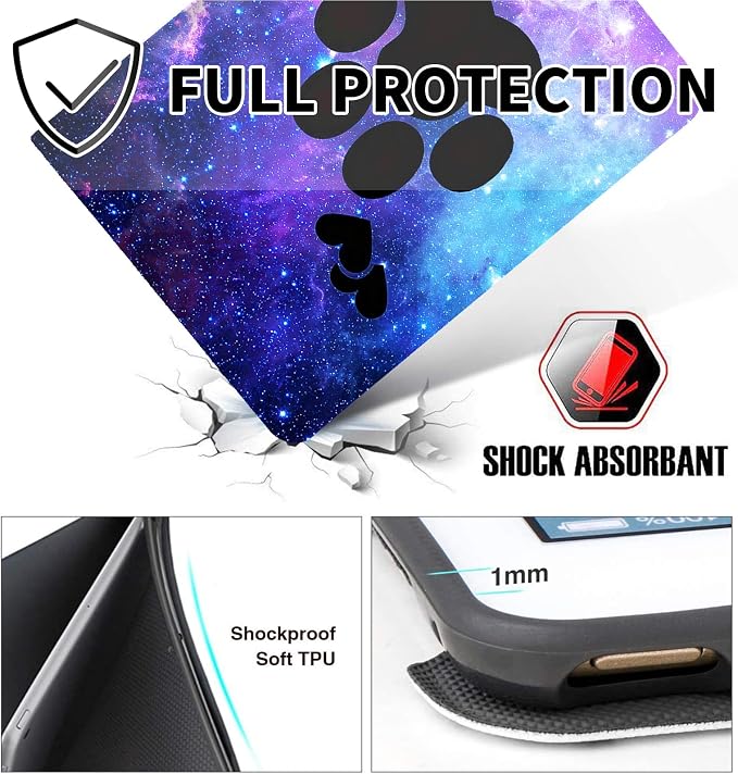 All-New HD 8 Plus Tablet Case Kindle Fire HD 8 Case 10th Generation 2024/2022/2020 Folding Stand PU Leather Slim Smart Cover with Auto Wake/Sleep for Amazon Fire Tablet 2020Animals Dog Paws