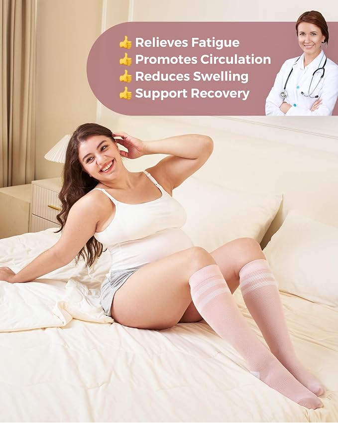 Momcozy Compression Socks for Women Wide Calf, 15-20mmHg Knee High Support