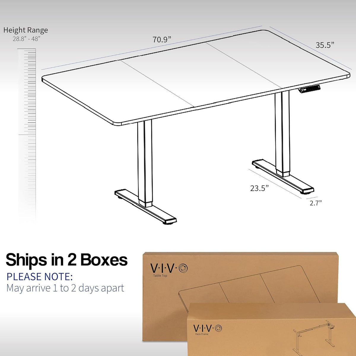 VIVO Electric 71 x 36 in Standing Desk, Memory Height Adjustment, 1B Series, Black Top Black Frame, DESK-KIT-1B7B-36