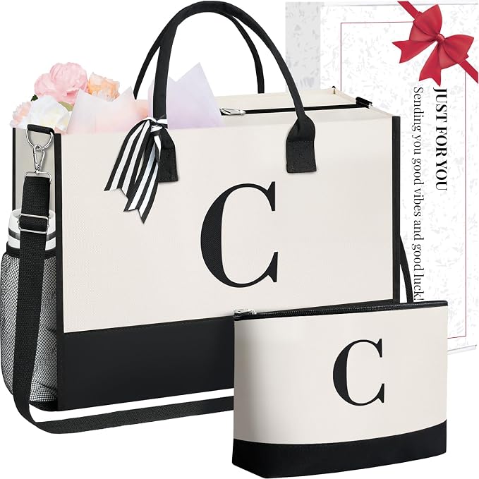 BAGAIL Initial Tote Bag, Personalized Birthday Gifts