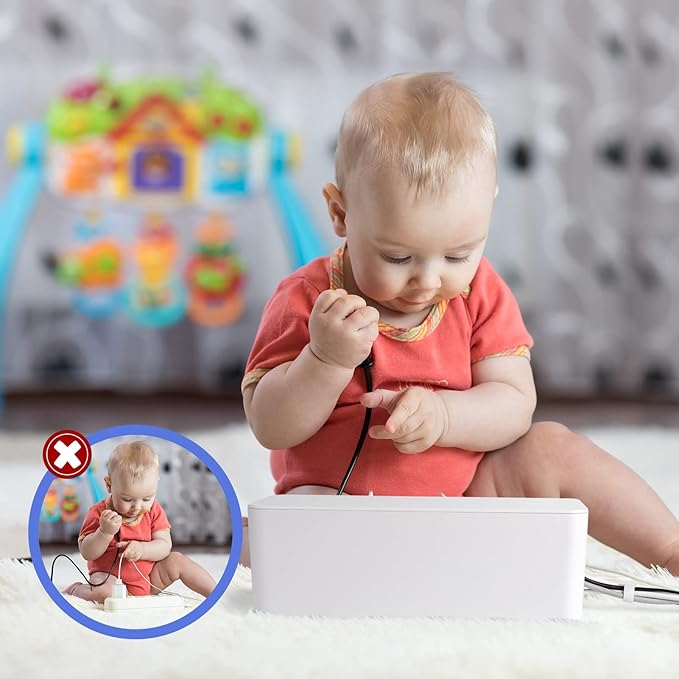 Chouky Cable Organizer Box Set of Three, Power Cover Cord Holder Surge Protector