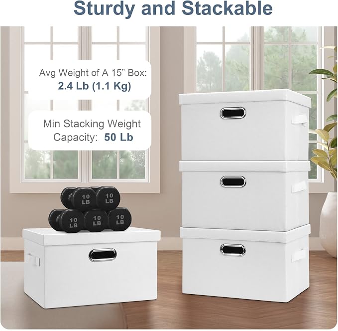 Medium 15" 21 Quart Collapsible Stackable Storage Bins