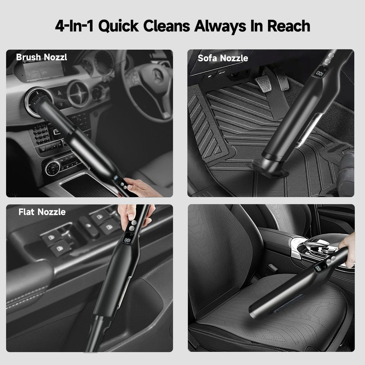 Cordless Handheld Vacuum, Car Vacuum Cleaner with Charging Dock, 23Kpa High Powerful HandHeld Vacuum with 250ML Dust Cup, 2-in-1 CreviceTool, Lightweight Vacuum Cleaner for Pet, Car, Office, Home