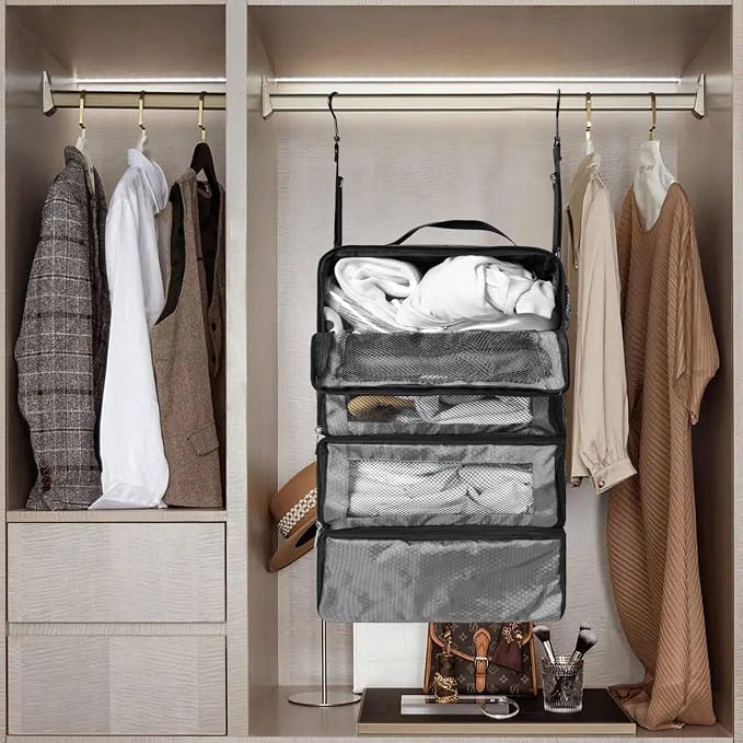 Suitcase Organizer, Travel Luggage Organizer Portable Hanging Travel Shelves
