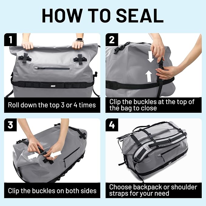MIER Large Waterproof Duffel Bag Rolltop Dry Backpack Duffle Bags