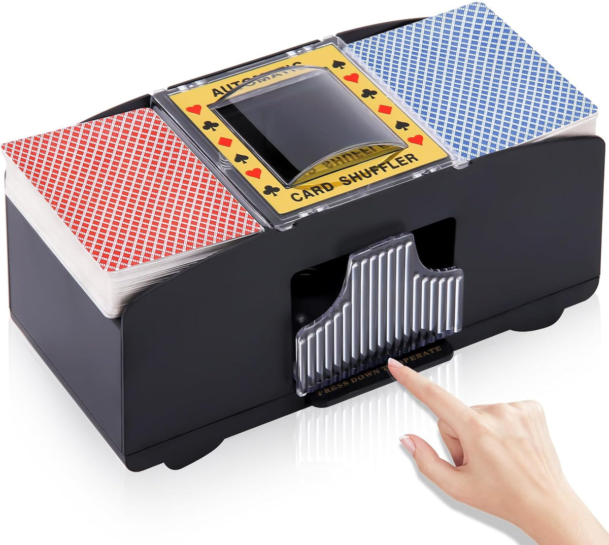 Unniweei Automatic Card Shuffler, Battery-Operated Electric Shuffler, Casino Card Game for Poker, Home Card Game, UNO, Phase10, Texas Hold'em, Blackjack, Home Party Club Game