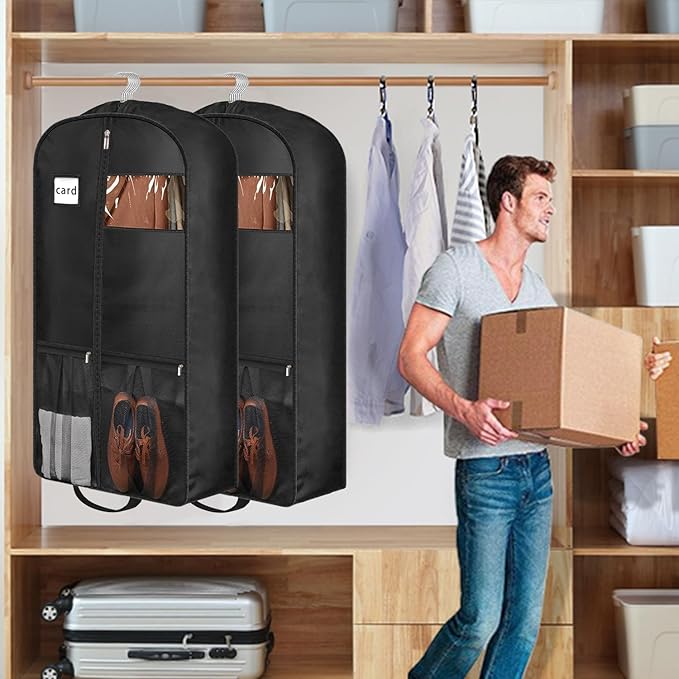 43" Heavy Duty Garment Bags for Travel 6.5" Gusseted Suit Bags for Closet