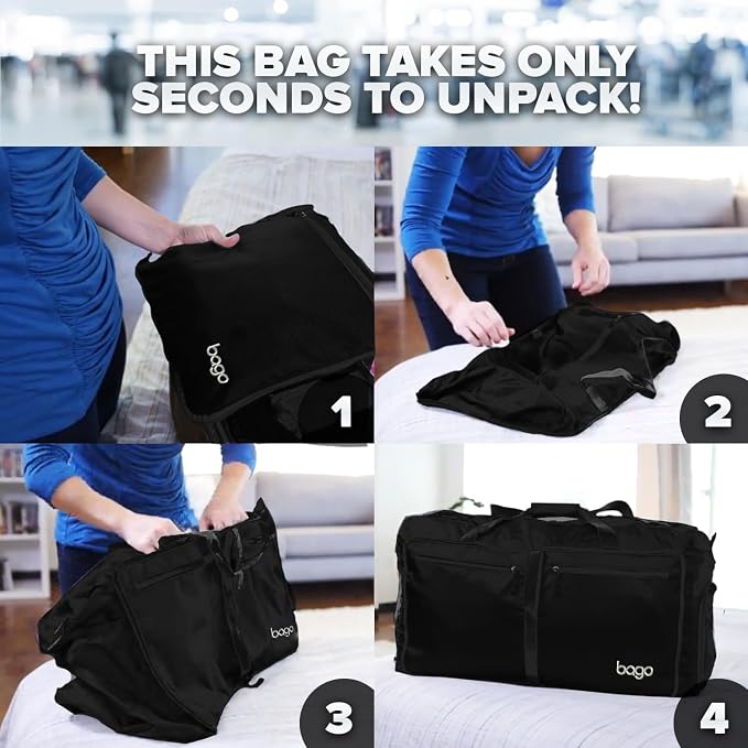 Bago Foldable Duffel Bags for Traveling Women & Men - 60L Medium Packable