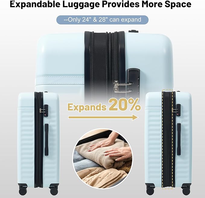 Merax Luggage Sets Front Opening, 2 Piece Hardshell Suitcase