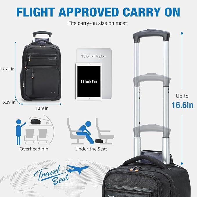 Rolling Backpack, 15.6 inch Laptop Backpack
