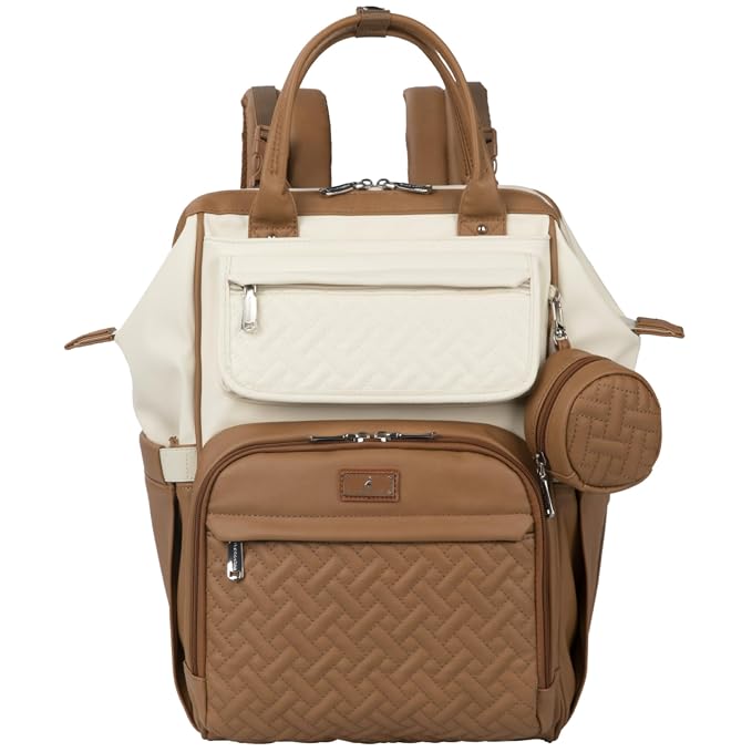 BabbleRoo Leather Diaper Bag Backpack, Unisex Stylish Travel Back Pack Nappy