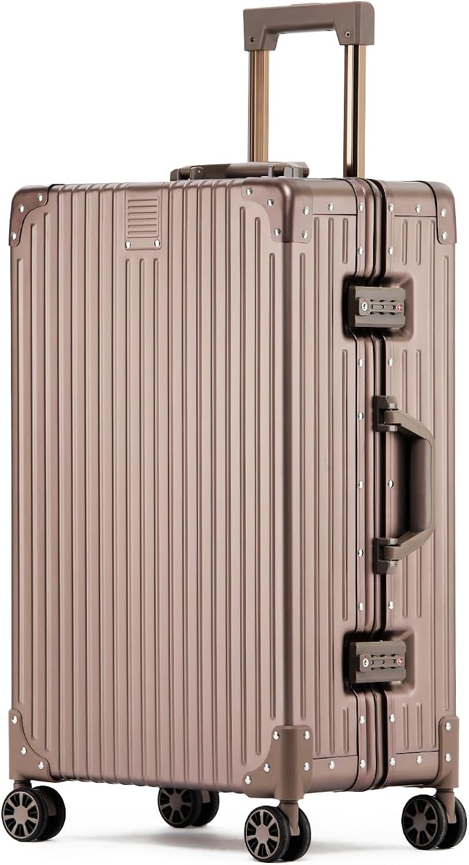 Metal All Aluminum Carry-on Luggage TSA Customs Lock Zipperless Silent Rotary