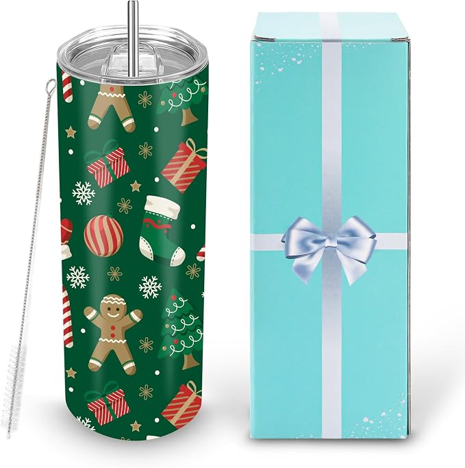 D·S 1 Pack Sublimation Tumblers 20 oz Skinny Straight Flat Bottom Blank Tumbler Cups with Individual Gift Boxed for Heat Transfer DIY Craft