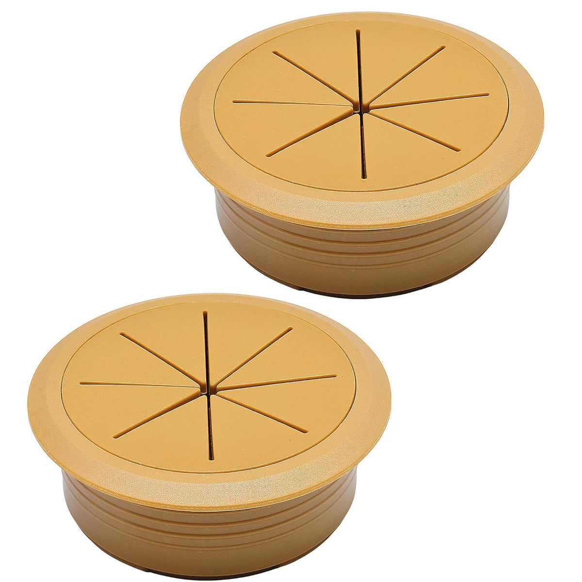 Desk Grommet 2-3/8" (60 mm), Desk Hole Cover for Cables Brown, Cable Grommet ABS Plastic, Desk Hole Grommet for Office and Home Table Cable, Detachable & Flexible Cable Cord Organizer-2 Pcs