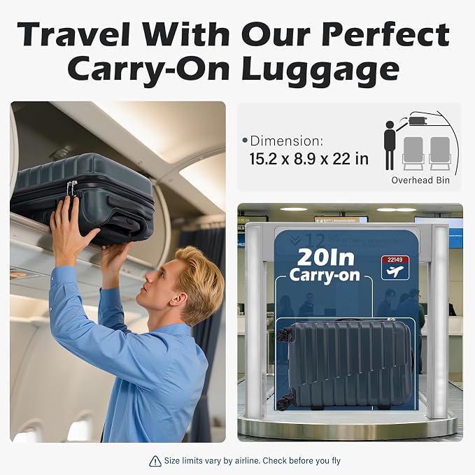 Coolife Carry On Luggage Airline Approved