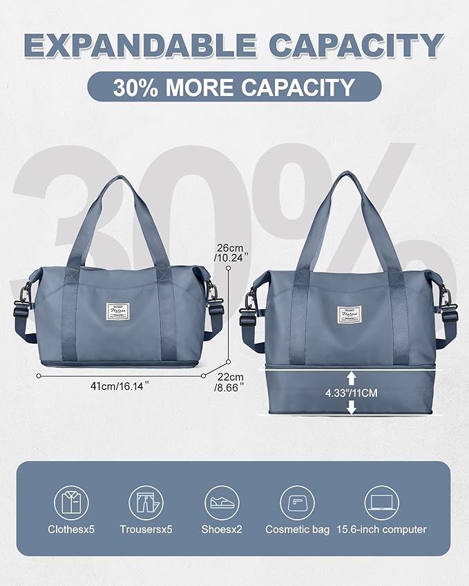 Travel Duffel Bag, Sports Tote Gym Bag, Shoulder Weekender Overnight Bag