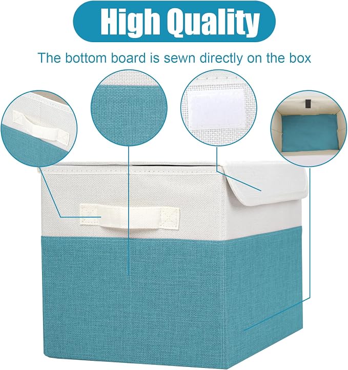 Large 22 Quart Linen Fabric Foldable Storage Bin Cube Organizer Basket