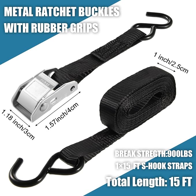 16 Pcs Cambuckle Tie Down Straps 1763lbs Break Strength Securing Straps 1'' x