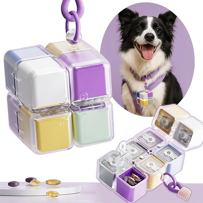 Purse Pill Organizer, Magnetic Cube Cute Pill Box, Pill Compact