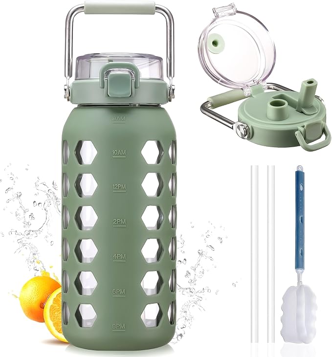MUKOKO 64oz Glass Water Bottles