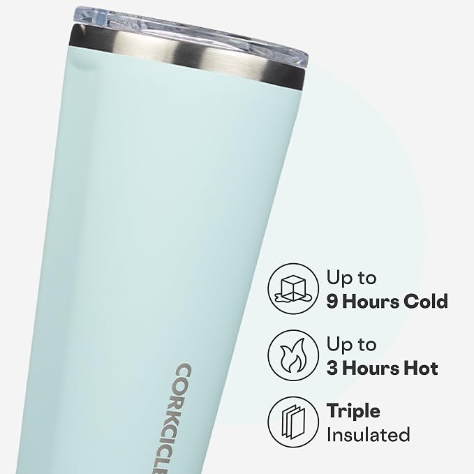 Corkcicle Classic Tumbler - Keeps Drinks Hot for 3 Hours - Triple-Insulated Stainless Steel - Cupholder Friendly - Holiday Mug Gift - Great for Gifting Warmth - 24 oz - Gloss Powder Blue