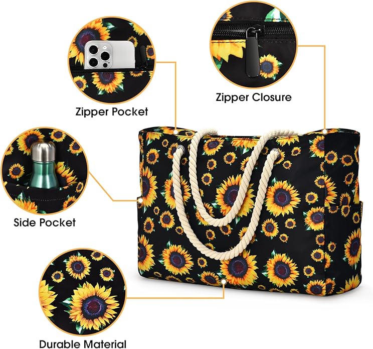 Becokan Beach Bag Large Beach Tote Bag