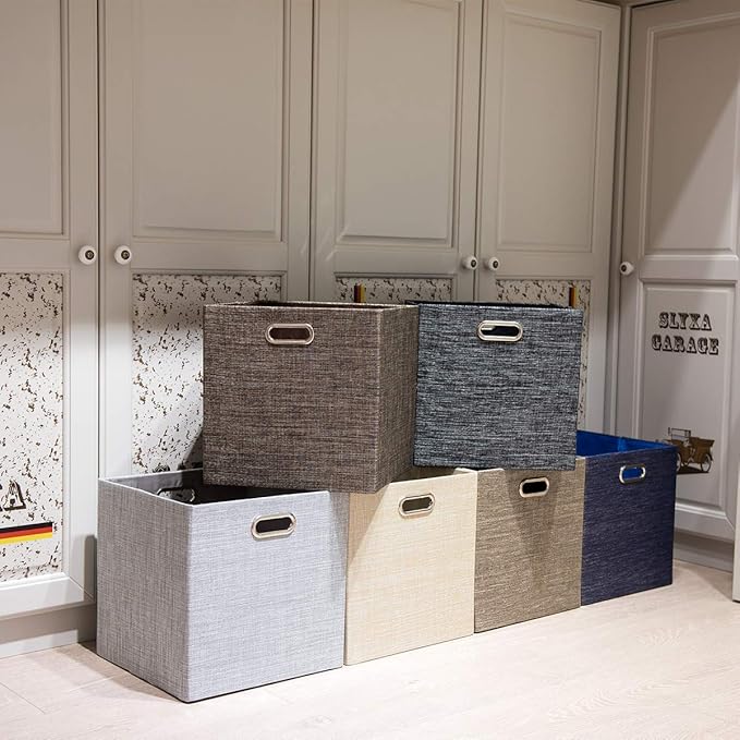 Posprica Fabric Storage Cubes, 13×13×13 cube storage bins, Foldable Drawers