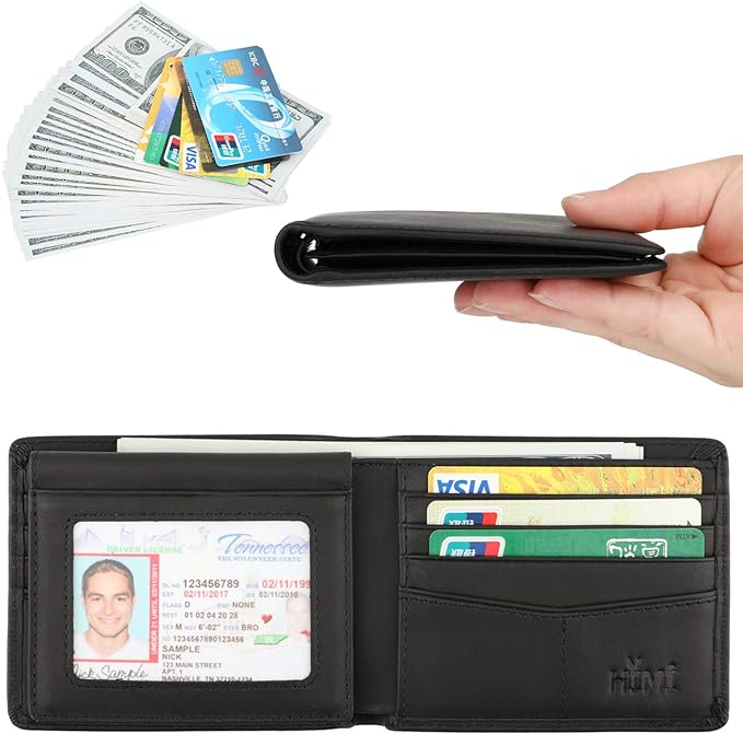 Wallet for Men-Genuine Leather RFID Blocking Bifold Stylish Wallet
