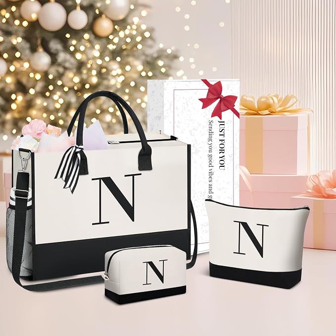 BAGAIL Initial Tote Bag, Personalized Birthday Gifts
