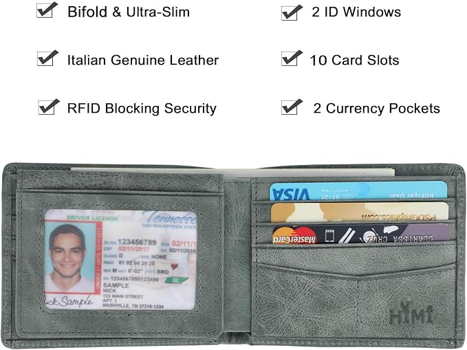 Wallet for Men-Genuine Leather RFID Blocking Bifold Stylish Wallet