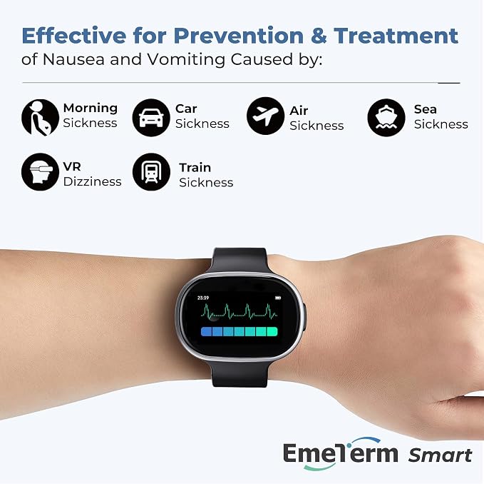 EmeTerm Smart FDA-Cleared Anti-Nausea Wristwatch Touchscreen IP67 Waterproof