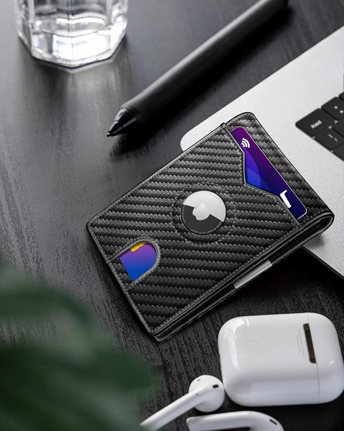 Airtag Wallet for Men, with Money Clip 11 Cards Slim Front Pocket Leather RFID