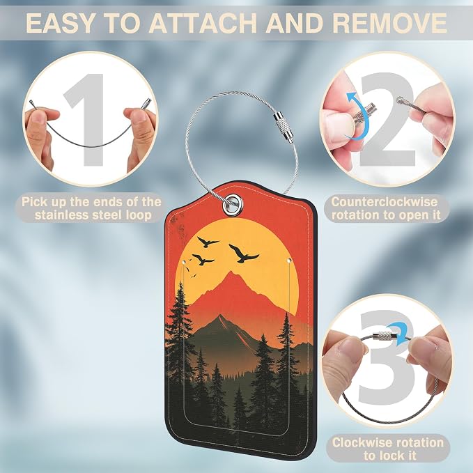 2 Pcs Mountain at Sunset Luggage Tags