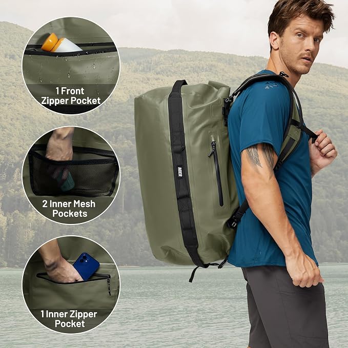 MIER Large Waterproof Duffel Bag Rolltop Dry Backpack Duffle Bags