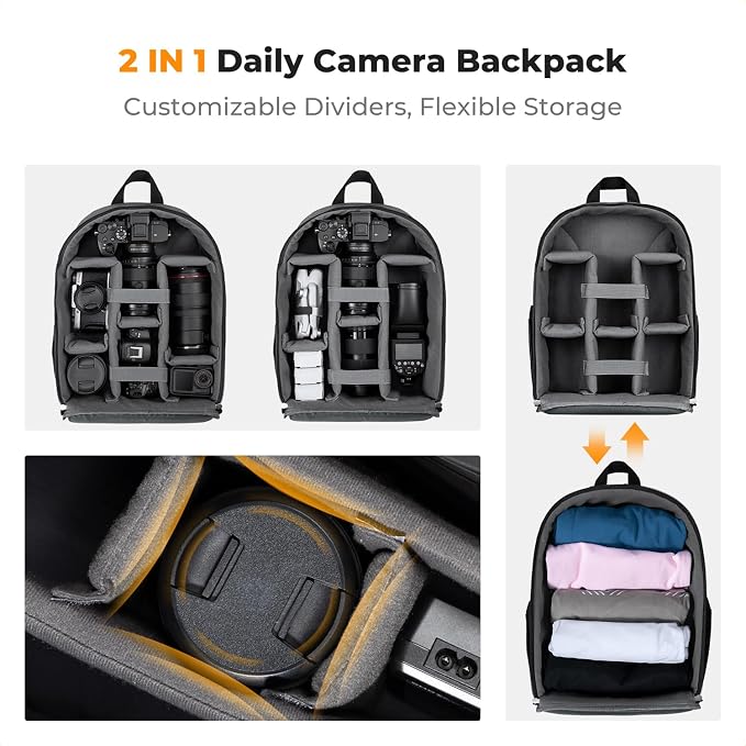 K&F CONCEPT Camera Backpack Bag, Professional DSLR/SLR/Mirrorless Camera Bag