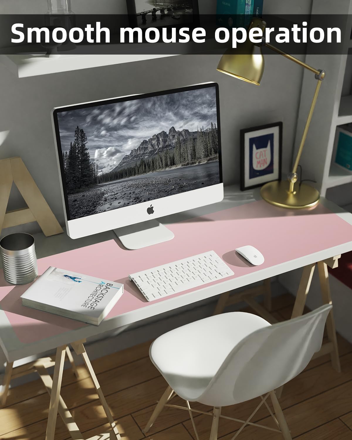 Non-Slip Desk mat,PU Leather Desk Pad Protector, Office Desk Mat, Large Mouse Pad,Desk Blotter, Laptop Desk Pad, Waterproof Desk Writing Pad for Office and Home (Rose Pink, 40" x 17")