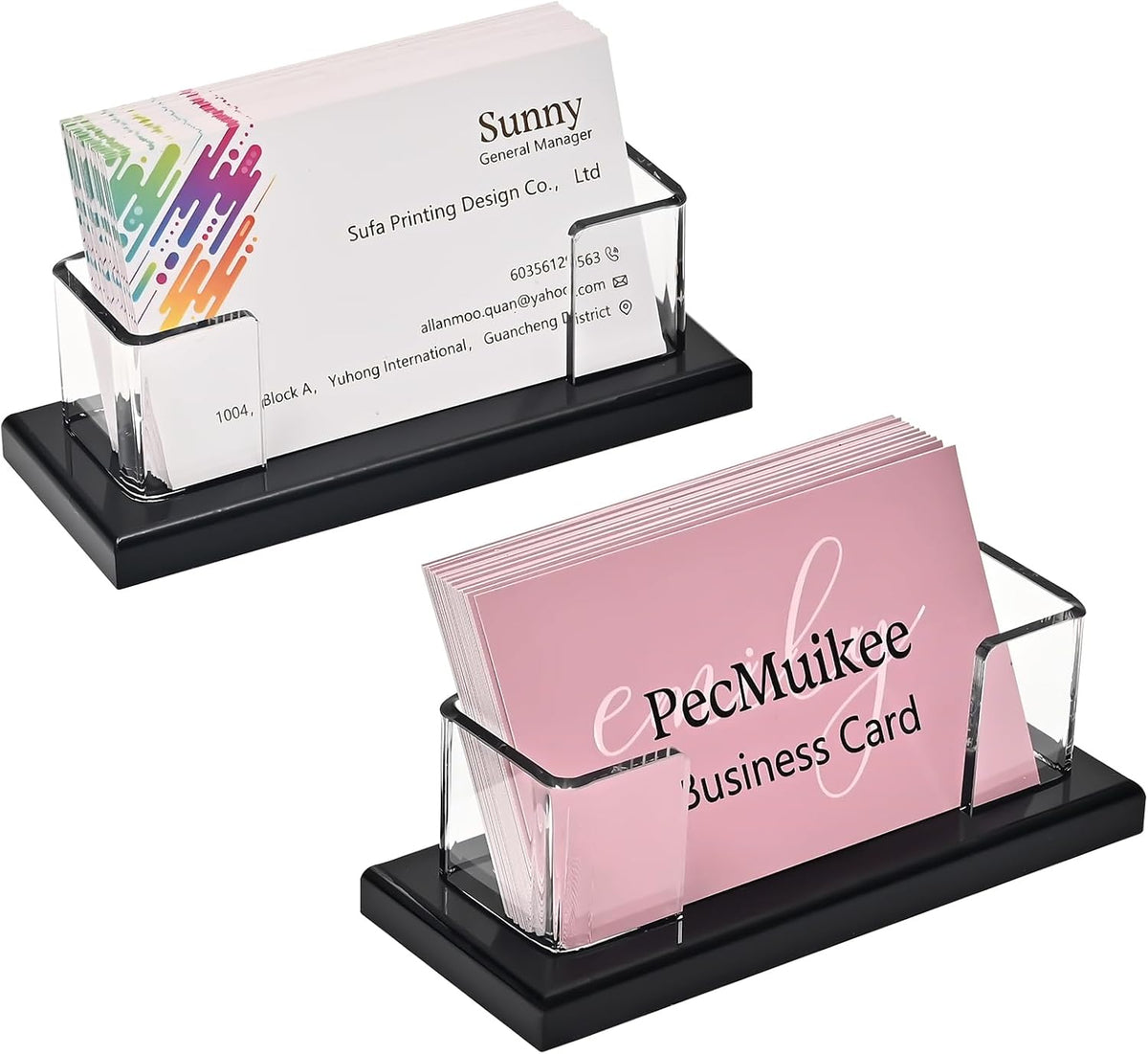 PecMuikee Business Card Holder for Desk，Acrylic Business Card Display Stand,Multiple Business Card Holders for Office, Exhibition, Home, Restaurant (ZFZ-MPH-1C)