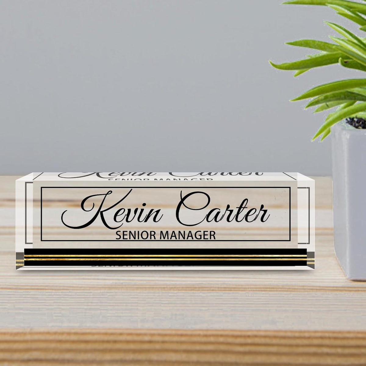 Name Plate for Desk Personalized, Acrylic Desk Decorations, Employee Appreciation Gifts, Custom Office Gifts for Coworkers, Boss, Teacher, Nurse (Business Black)