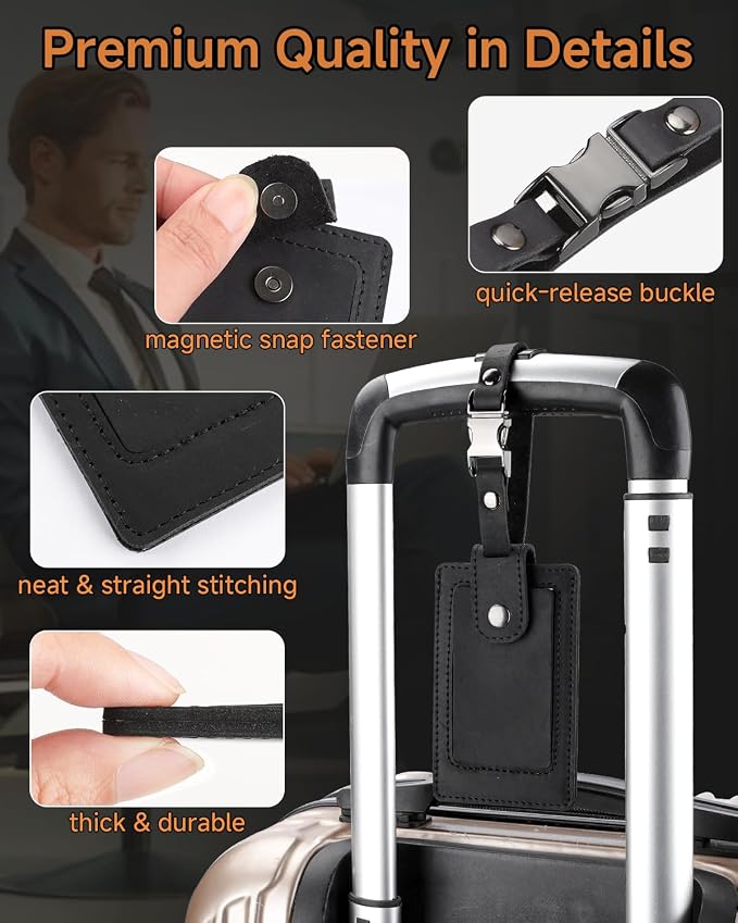 Premium Genuine Leather Luggage Tags
