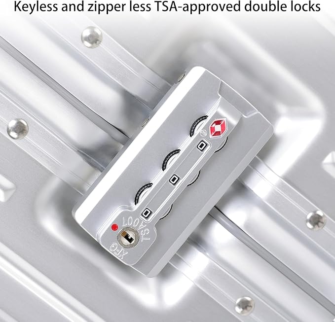 Metal All Aluminum Carry-on Luggage TSA Customs Lock Zipperless Silent Rotary