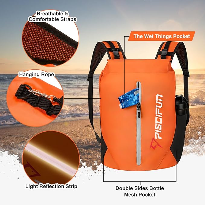 Piscifun Dry Bag Waterproof, Lightweight Dry Backpack Roll-Top Sealed