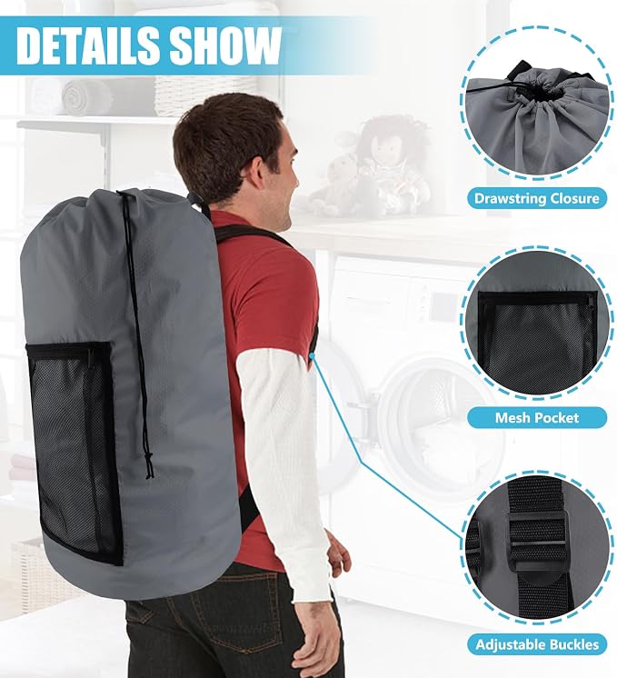 Laundry Bag Backpack, Dirty Clothes Travel Bag